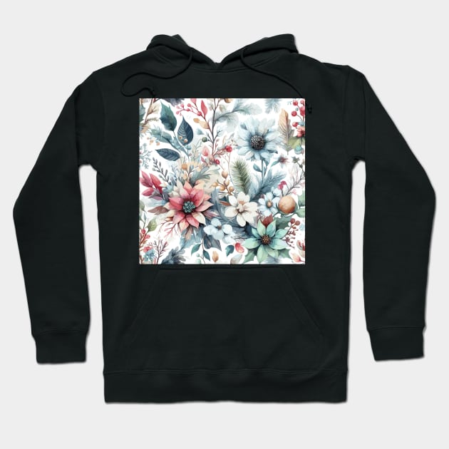 Winter Flower Pattern Hoodie by Siha Arts